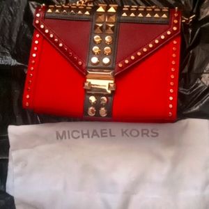 Michael Kors Whitney Large Studded Red & Gold Purse